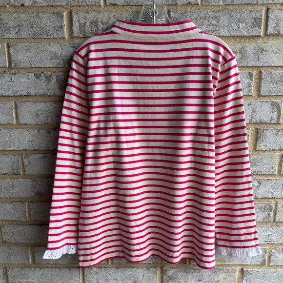 Talbots Long Sleeve Turtleneck Cotton Stripe Knit Blouse Women's Size L. - Picture 3 of 8